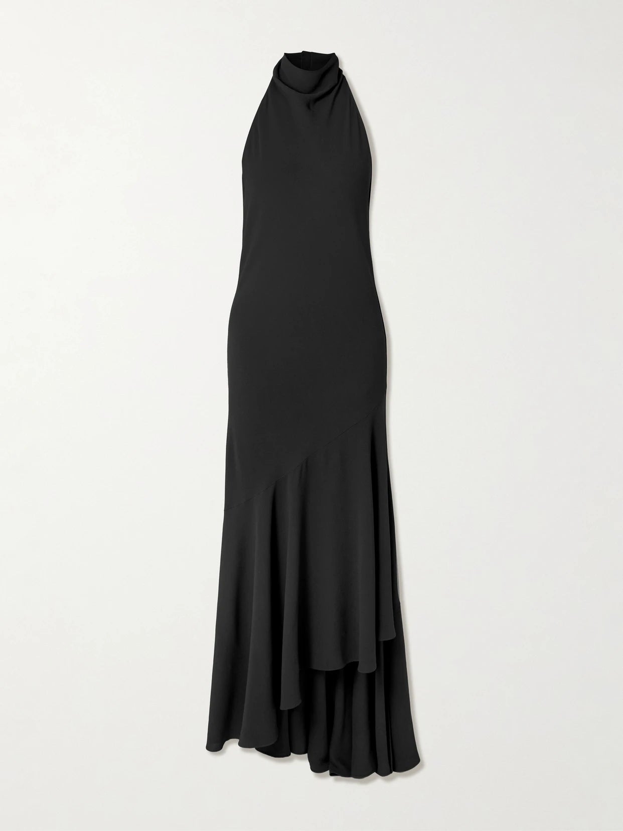 Image of Dresses. Product name - Open-back Asymmetric Ribbed Wool Maxi Dress in Black colour by brand - Alaïa