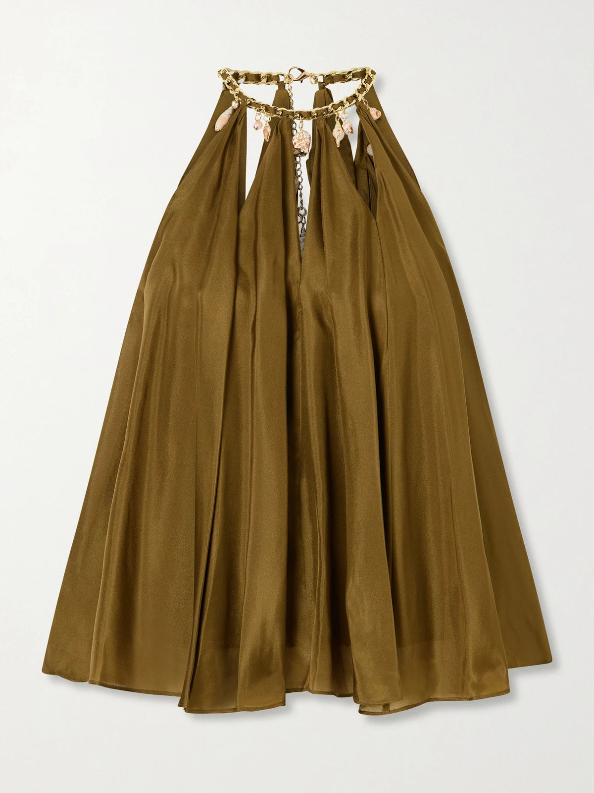 Mahon Embellished Gathered Silk-satin Blouse