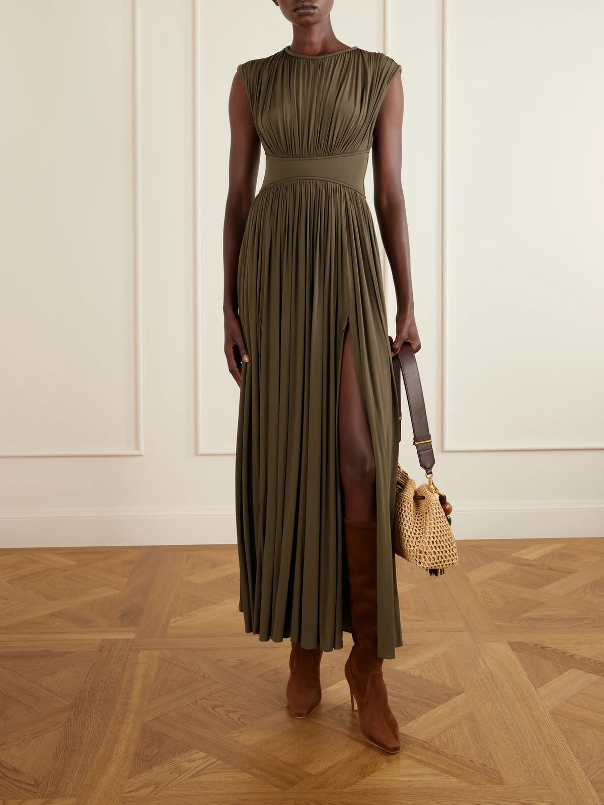 Image of Boots. Product name - Pavisco 90 Suede Boots in Dark brown colour by brand - Manolo Blahnik