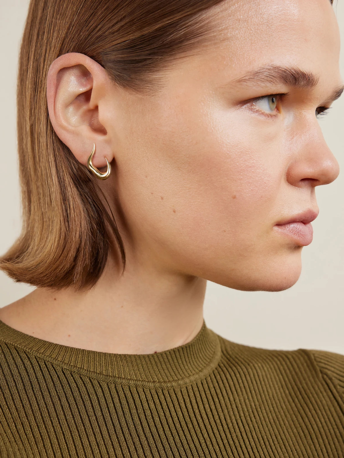 Image of Earrings. Product name - Stream Bold Mini 18-karat Gold Earrings in Multi colour by brand - Fernando Jorge