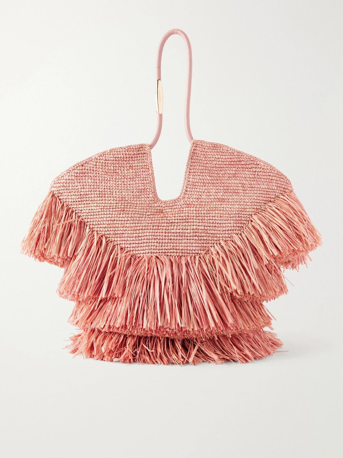 Zimmermann Goldentime Fringed Embellished Leather-trimmed Raffia Tote