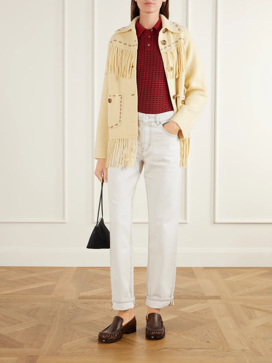 Image of Jeans. Product name - Everyday High-rise Straight-leg Jeans in White colour by brand - Guest In Residence
