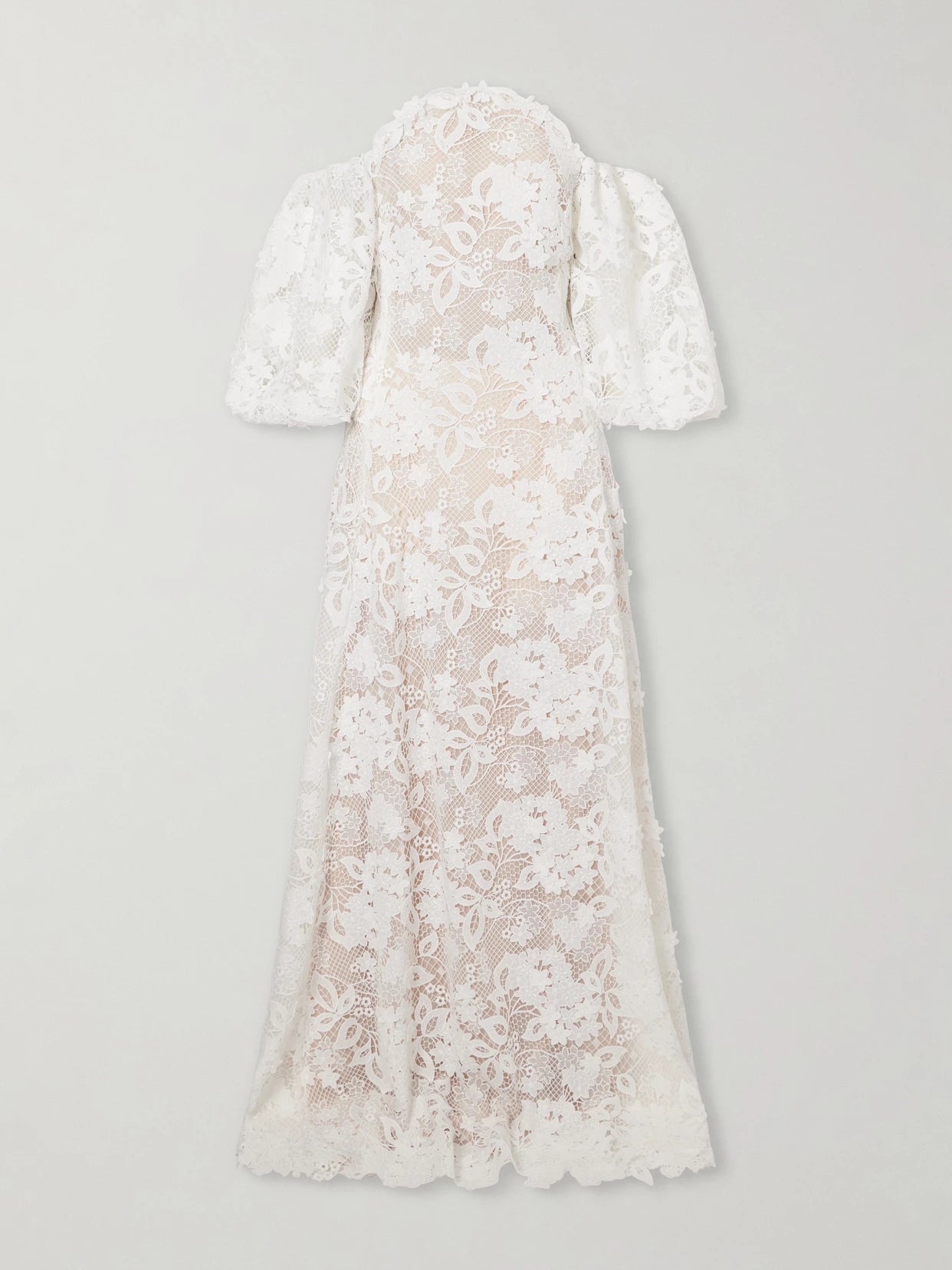Image of Dresses. Product name - Off-the-shoulder Embroidered Lace Gown in White colour by brand - Oscar de la Renta