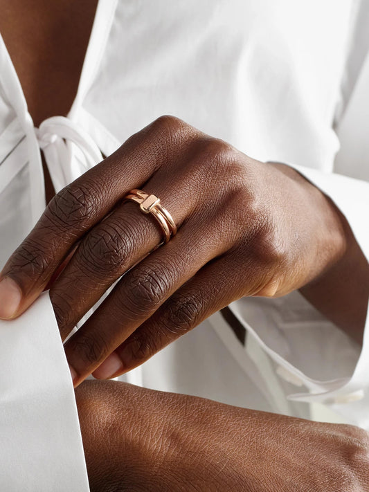 Image of Rings. Product name - Together 18-karat Rose Gold Ring in Multi colour by brand - Pomellato