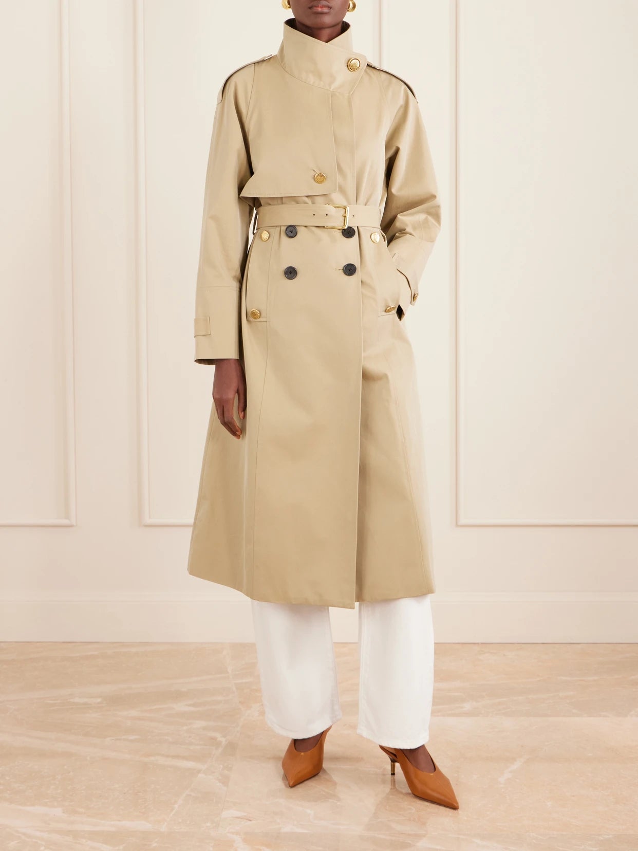 Eterne Double-breasted Belted Cotton-twill Trench Coat