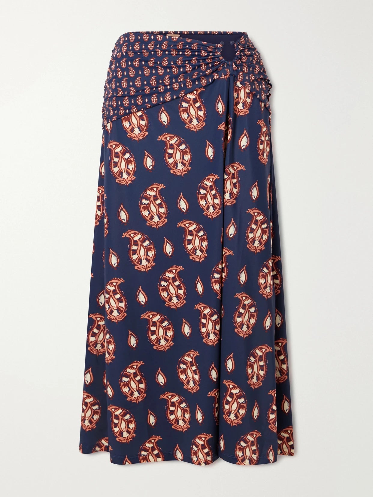 Under The Sun Cutout Ruched Printed Stretch-jersey Skirt