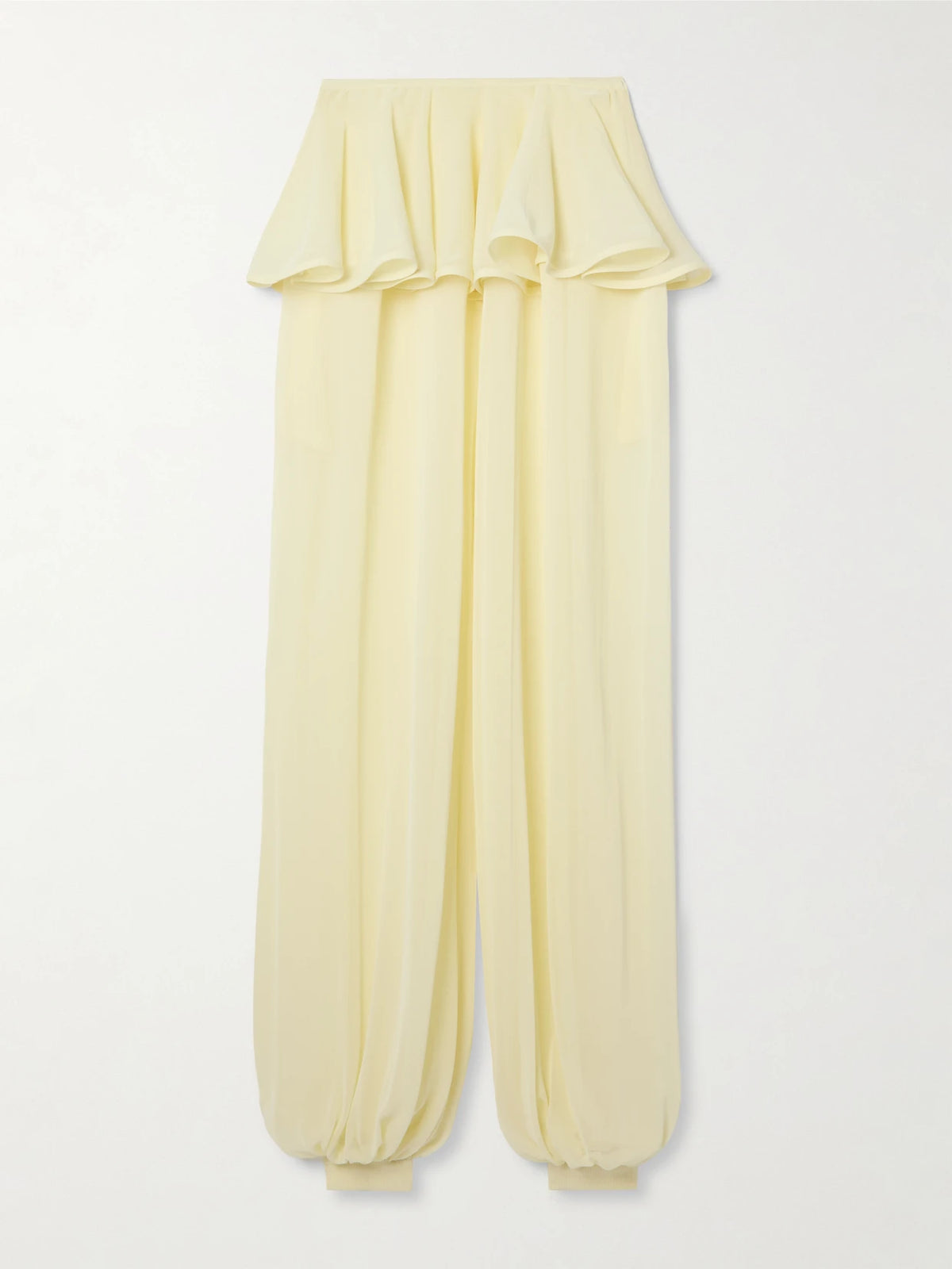 Pleated Georgette Peplum Balloon Pants