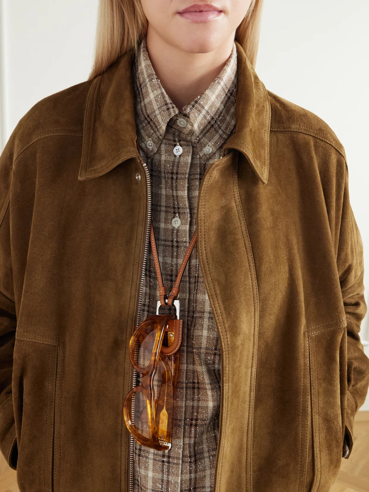 Image of Necklaces. Product name - Bolin Embellished Leather And Metal Cord Necklace in Brown colour by brand - Jacques Marie Mage