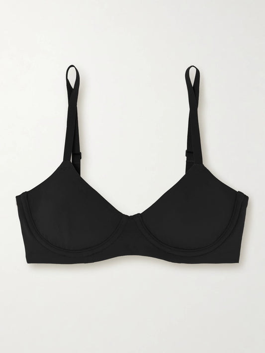 Image of Lingerie. Product name - Fits Everybody Demi Bra - Onyx in Black colour by brand - SKIMS