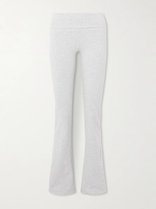 Image of Sleepwear & Loungewear. Product name - Stretch-cotton Jersey Foldover Pants - Light Heather Grey in Light gray colour by brand - SKIMS