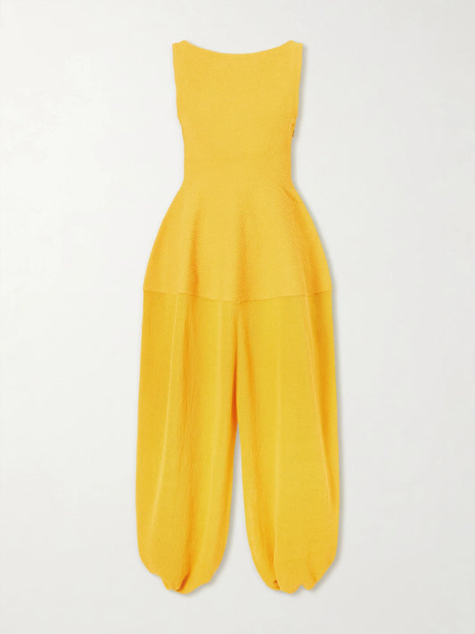 Image of Dresses. Product name - Sukki Open-back Draped Jersey Midi Dress in Mustard colour by brand - Proenza Schouler
