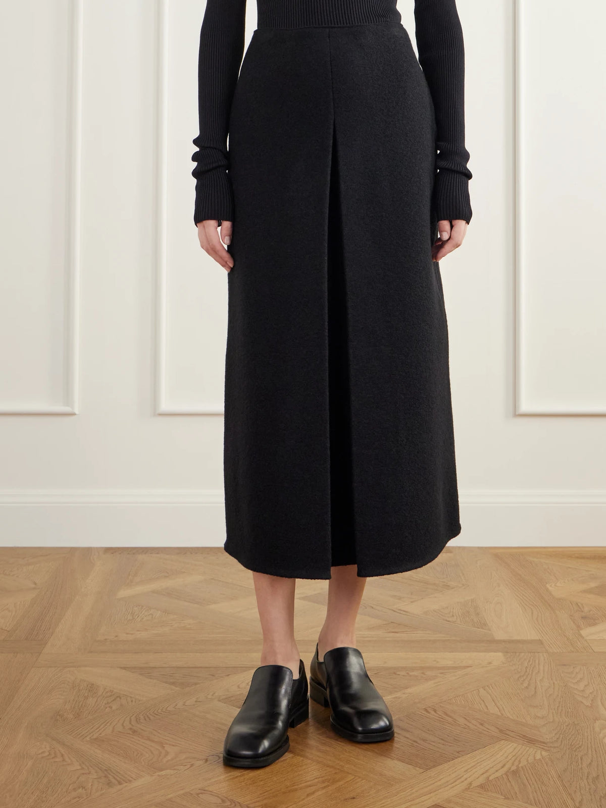 RIER Walker Felted Wool-fleece Wrap Midi Skirt