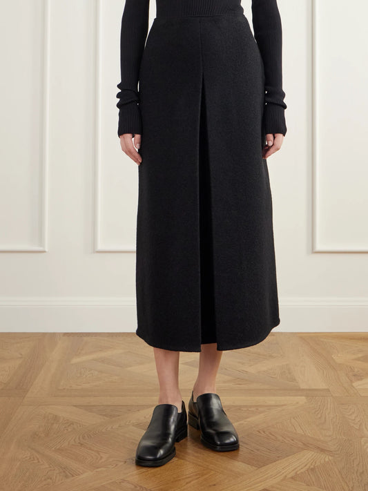 RIER Walker Felted Wool-fleece Wrap Midi Skirt