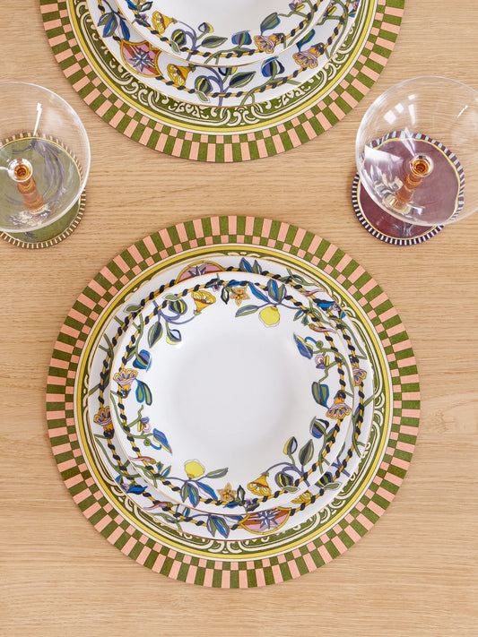 Image of Tableware. Product name - Set Of Two Painted Porcelain Soup Plates in White colour by brand - La DoubleJ