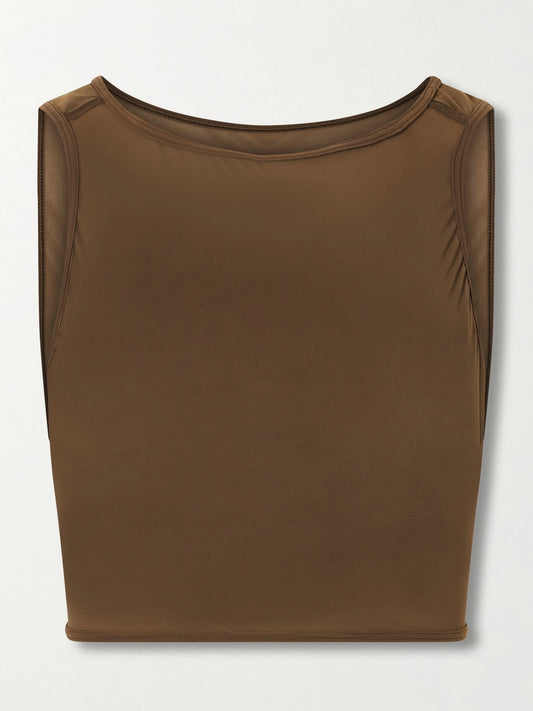Image of Activewear. Product name - Bend This Mesh Sports Bra in Dark brown colour by brand - lululemon