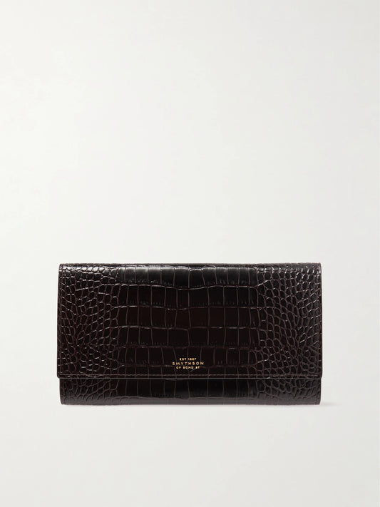 Smythson Marshall Croc-effect Leather Travel Wallet