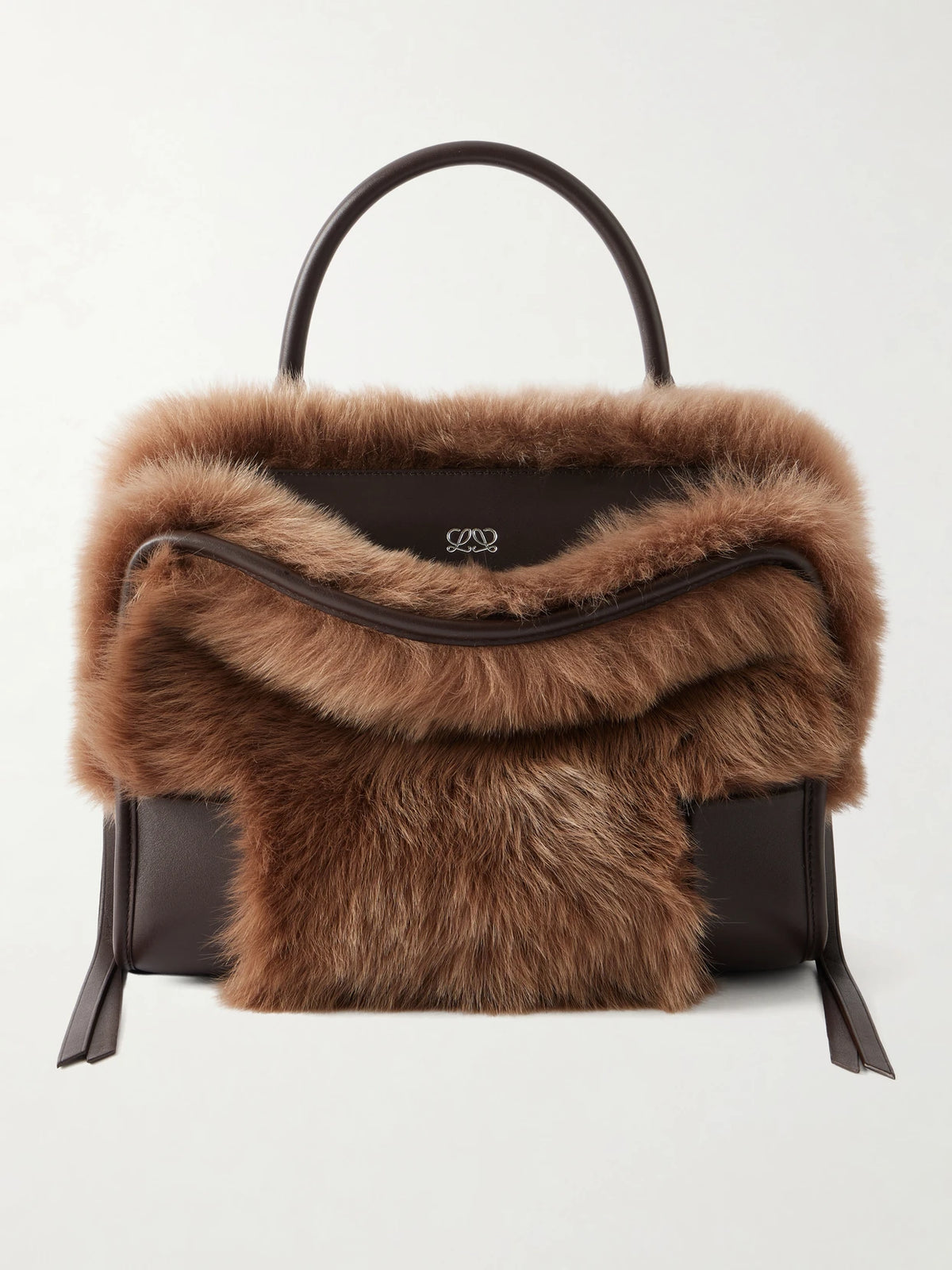 LOEWE Amazona 180 Medium Shearling-trimmed Leather Shoulder Bag
