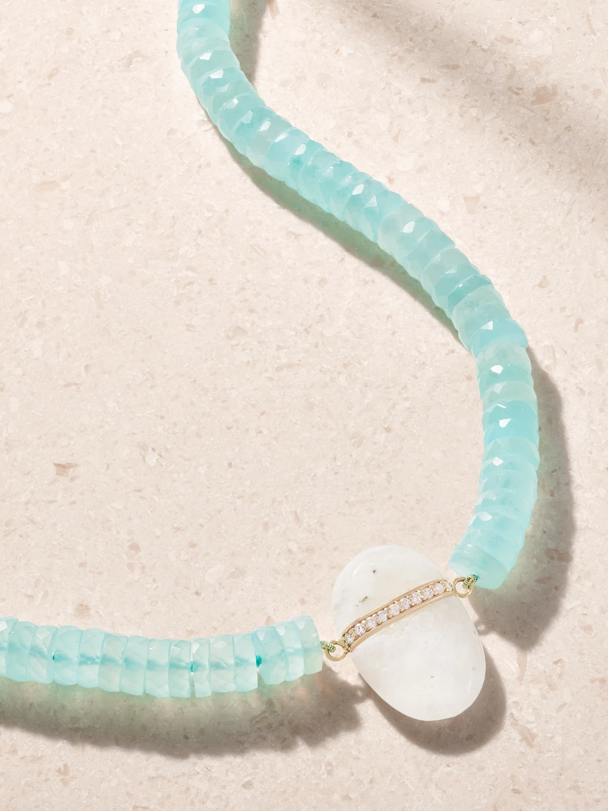 JIA JIA 14-karat Gold, Chalcedony Moonstone And Diamond Beaded Necklace