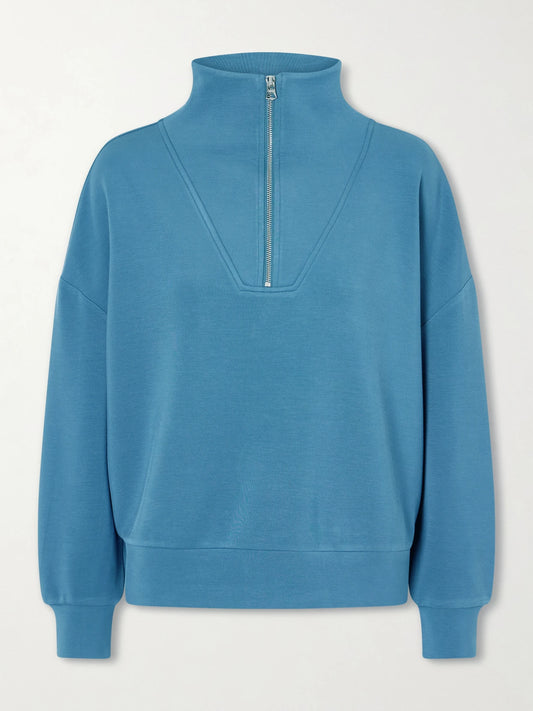 Image of Sleepwear & Loungewear. Product name - Hawley Doublesoft Jersey Sweatshirt in Blue colour by brand - Varley