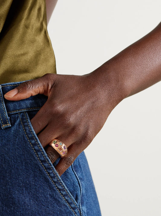 Image of Rings. Product name - Iconica 18-karat Rose Multi-stone Ring in Gold colour by brand - Pomellato