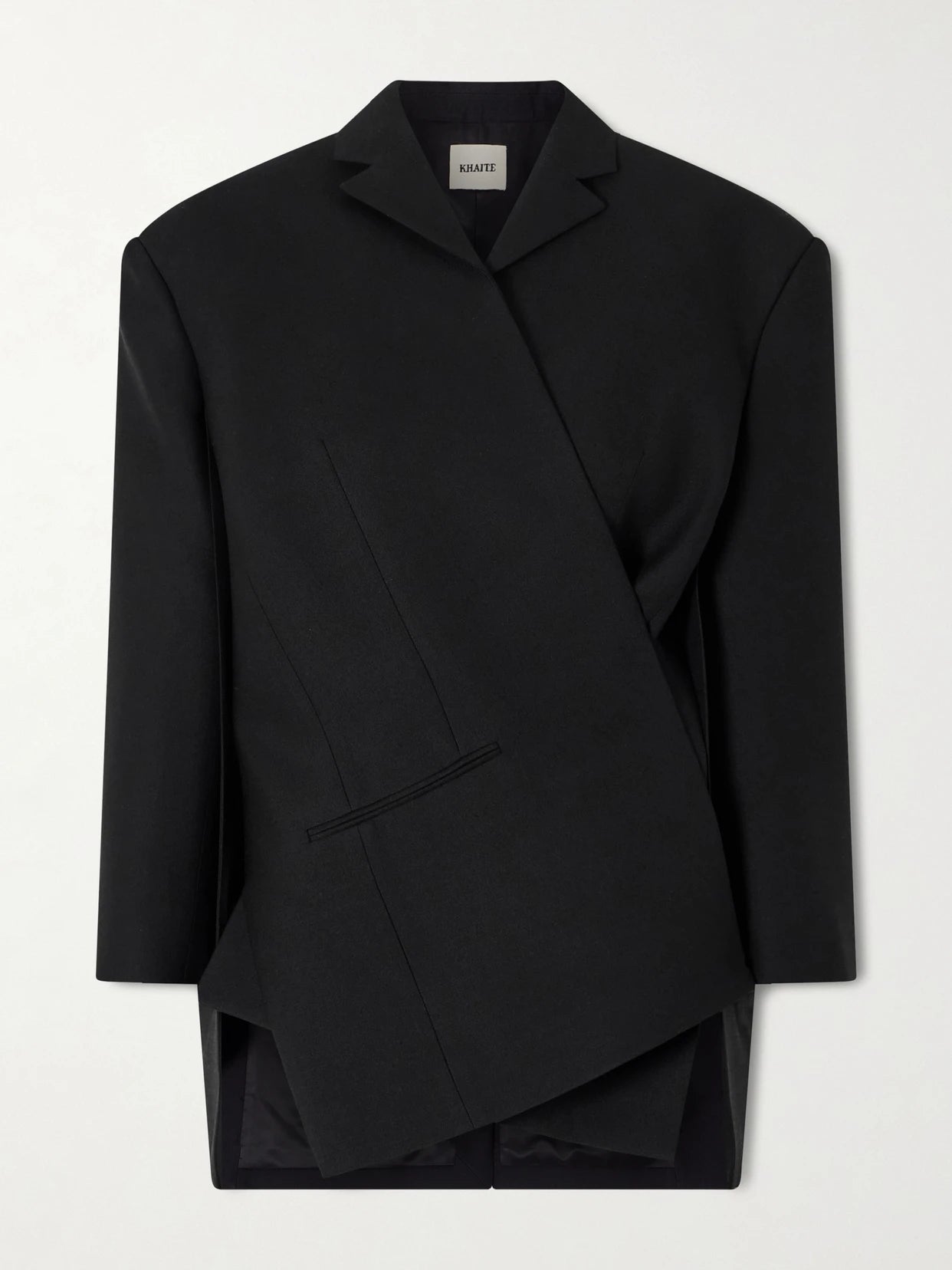 Image of Coats & Jackets. Product name - Palto Wool And Silk-blend Cady Blazer in Black colour by brand - KHAITE
