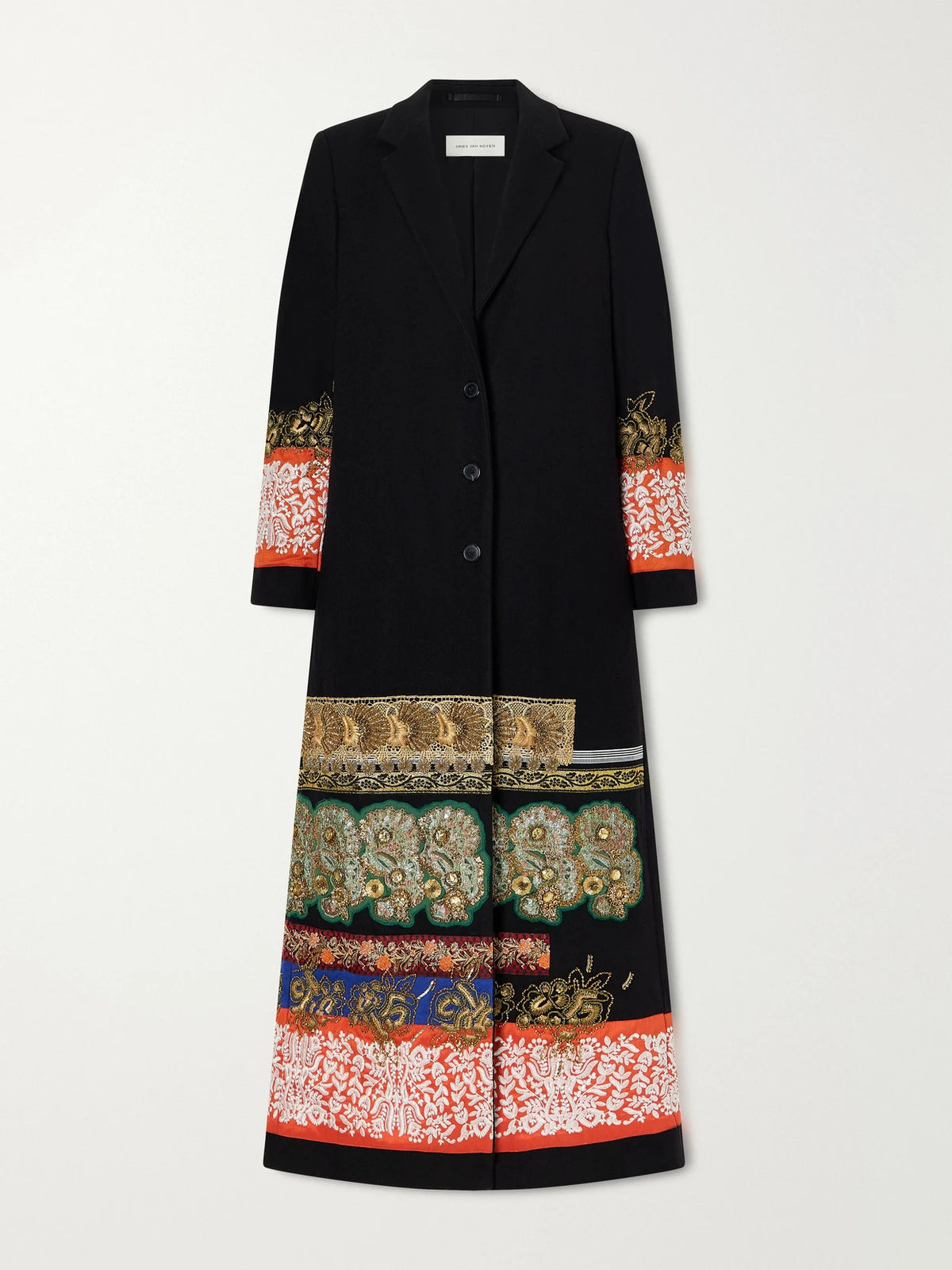 Dries Van Noten Embroidered Embellished Wool-felt Coat