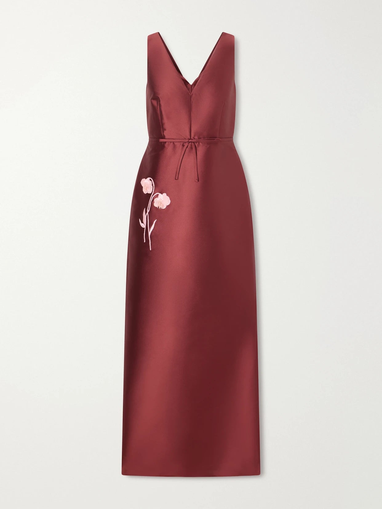 Bow-detailed Embroidered Mikado Gown
