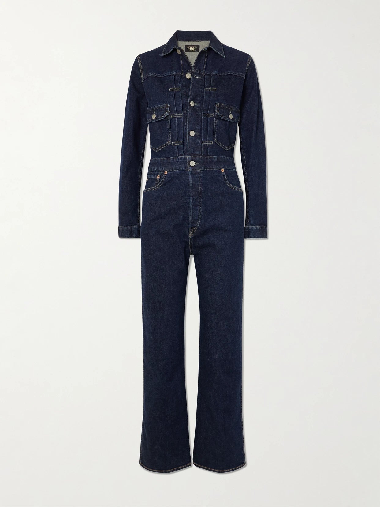 Image of Bodysuits. Product name - Denim Jumpsuit in Dark denim colour by brand - RRL
