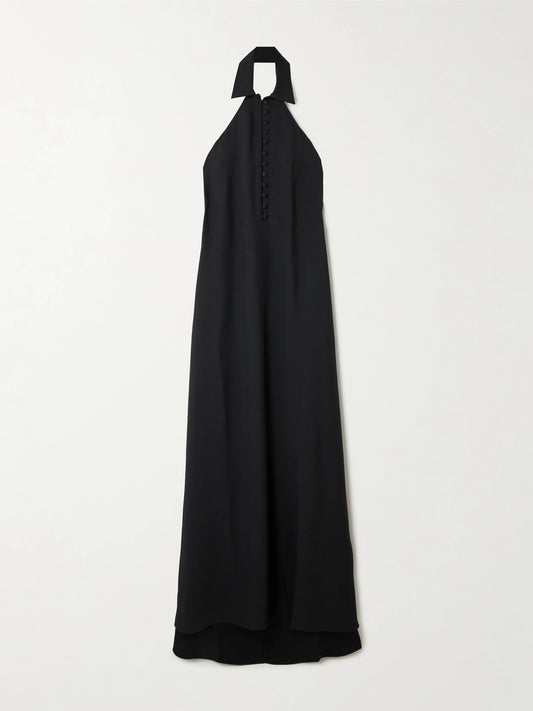 Image of Dresses. Product name - Barbara Open-back Crepe Gown in Black colour by brand - Taller Marmo