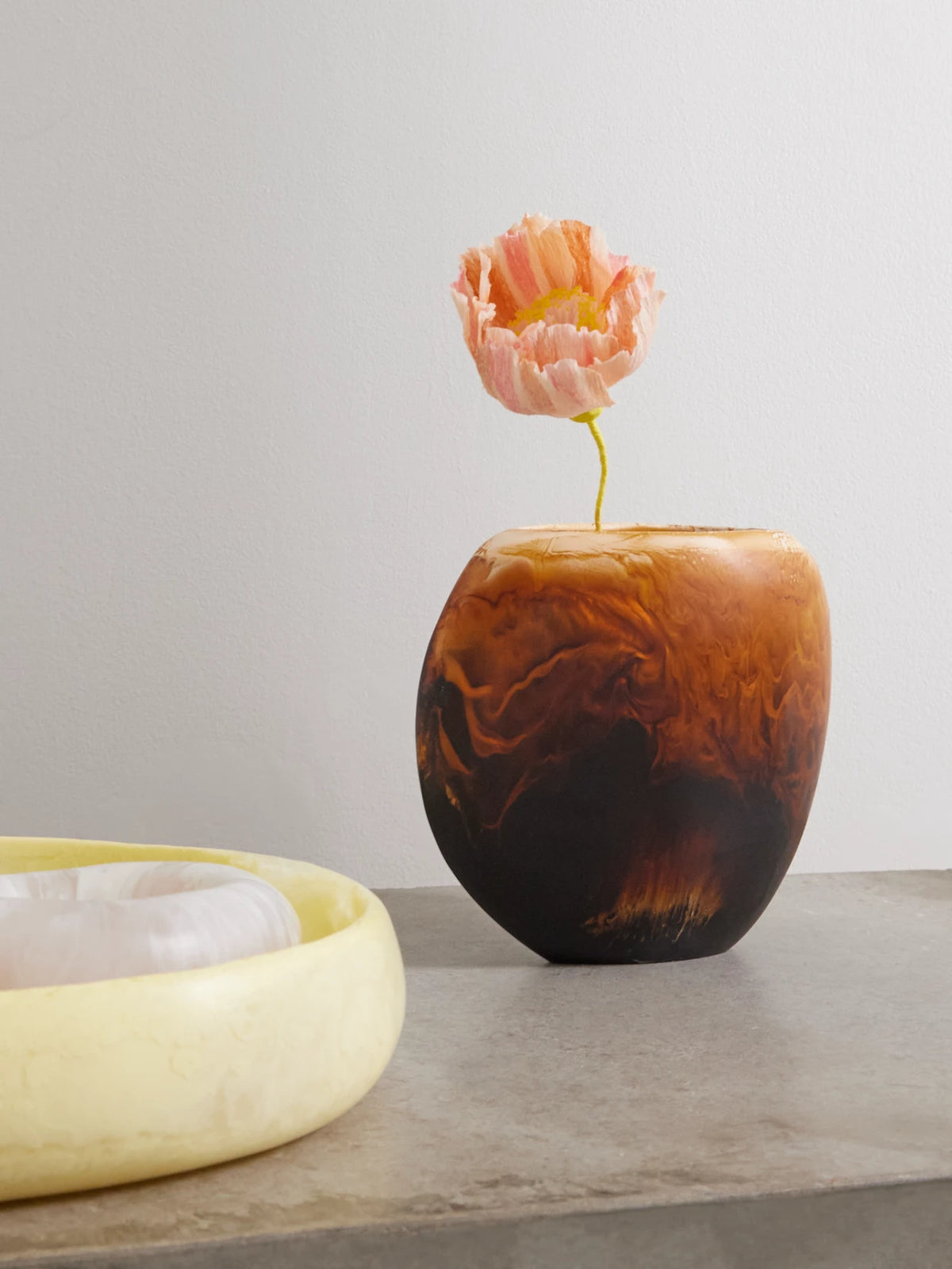 Image of Decor. Product name - Rock Large Resin Vase in Dark brown colour by brand - Dinosaur Designs