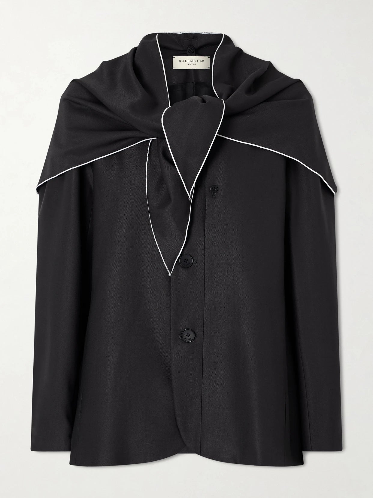 Image of Coats & Jackets. Product name - Jamie Tie-detailed Cady Blazer in Black colour by brand - KALLMEYER