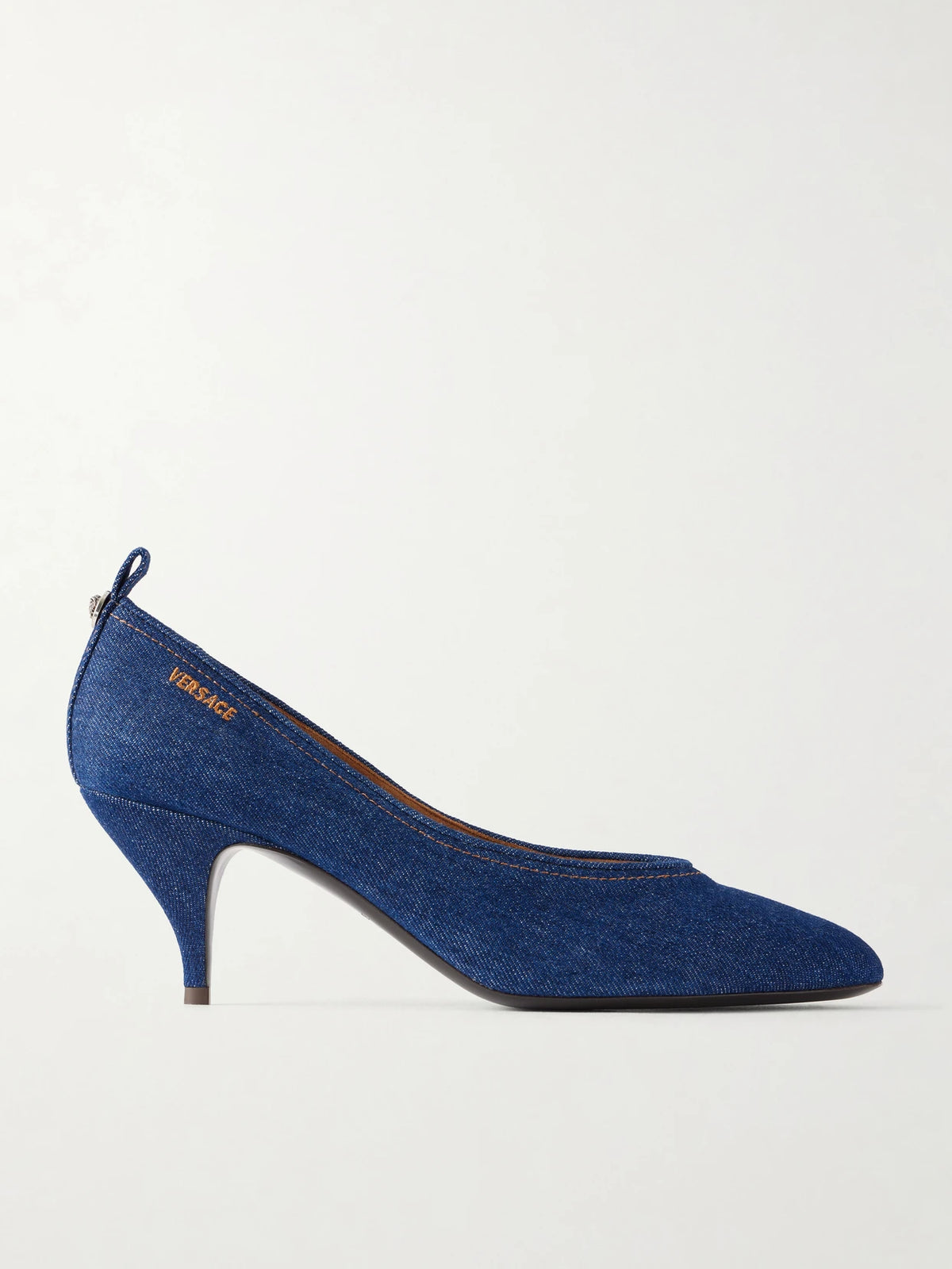 Tina 65 Medusa-embellished Denim Pumps