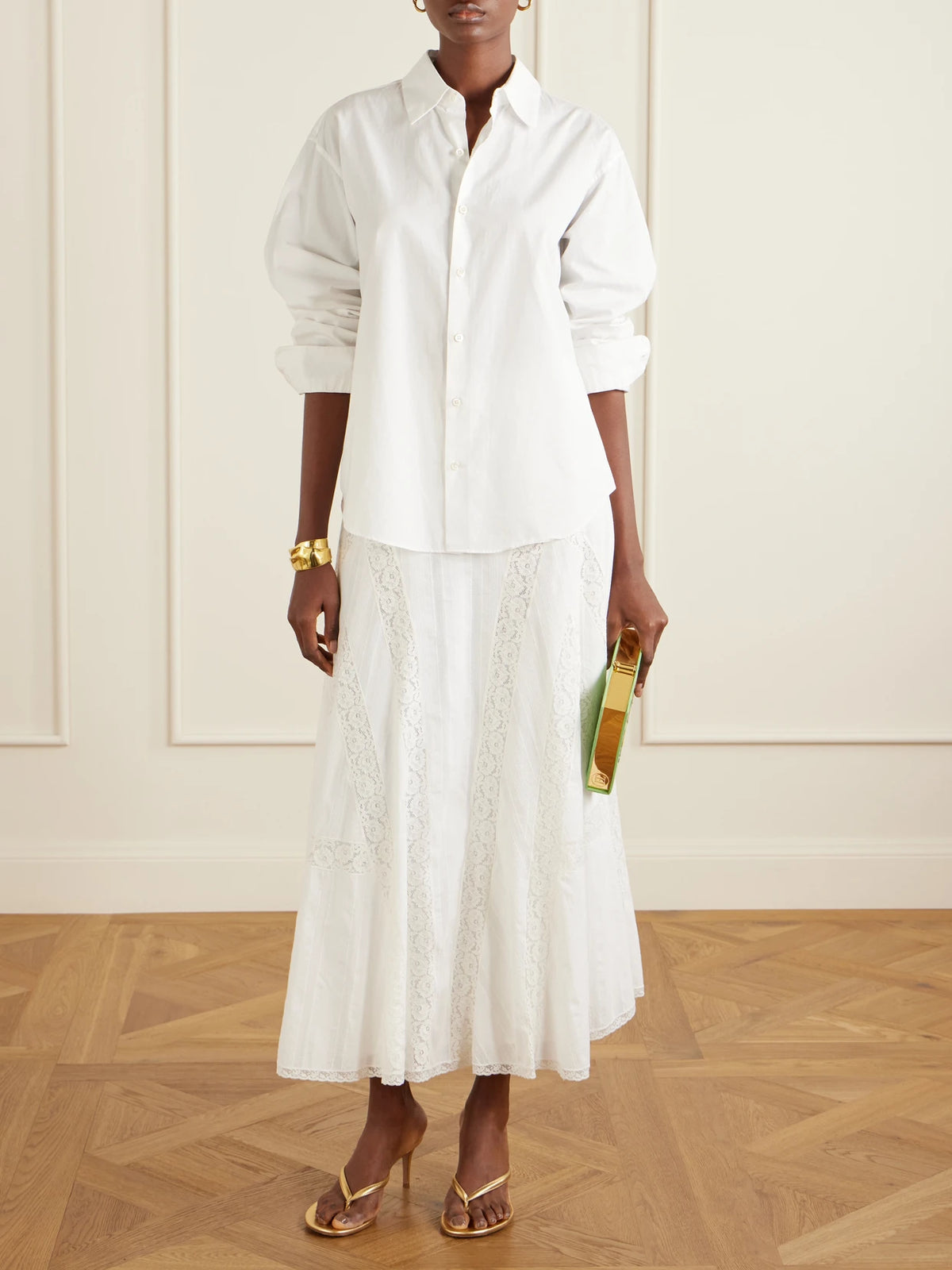 Botanical Chic Appliquéd Embroidered Canvas Clutch