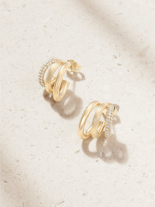 14-karat Gold Diamond Hoop Earrings