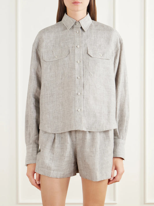Brunello Cucinelli Cropped Linen-blend Twill Shirt