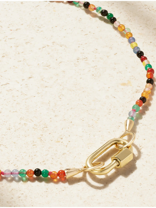 Itty Bitty Strand + Babylock 14-karat Gold Agate Necklace
