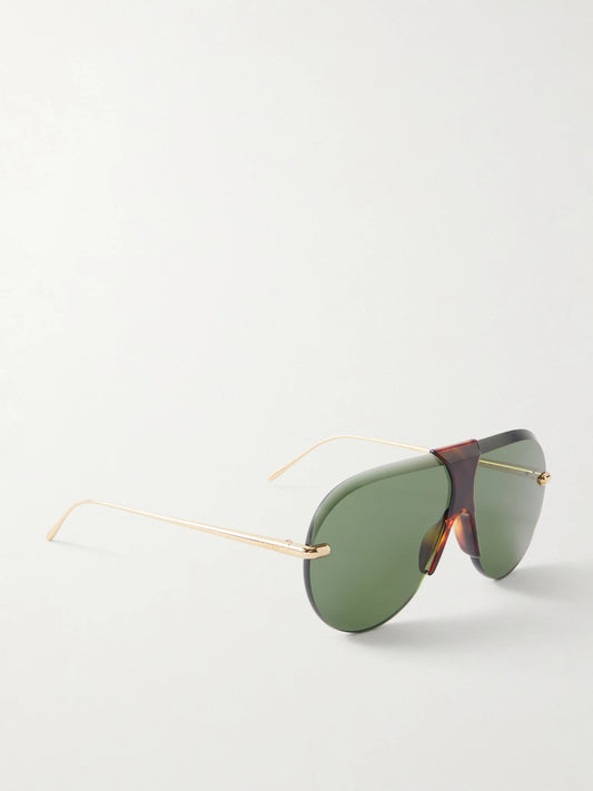 Aviator-style Gold-tone And Tortoiseshell Acetate Sunglasses