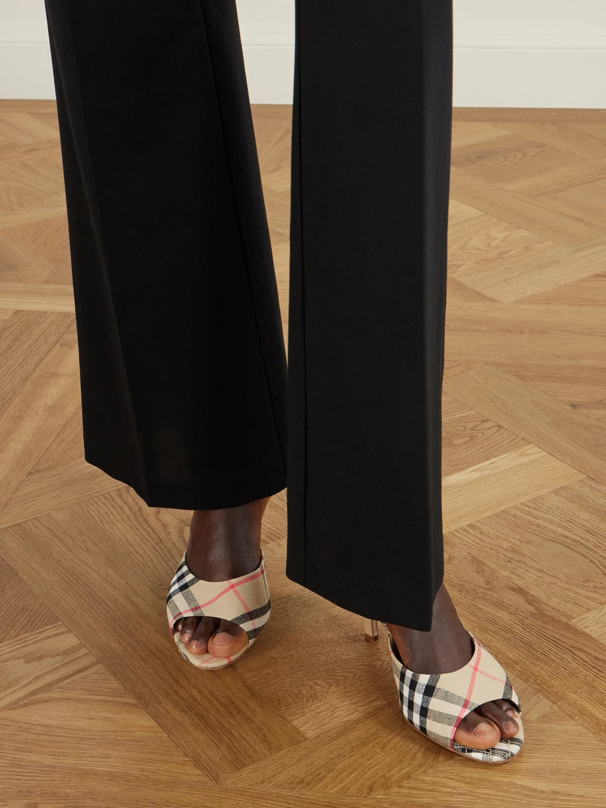 Checked Canvas Mules