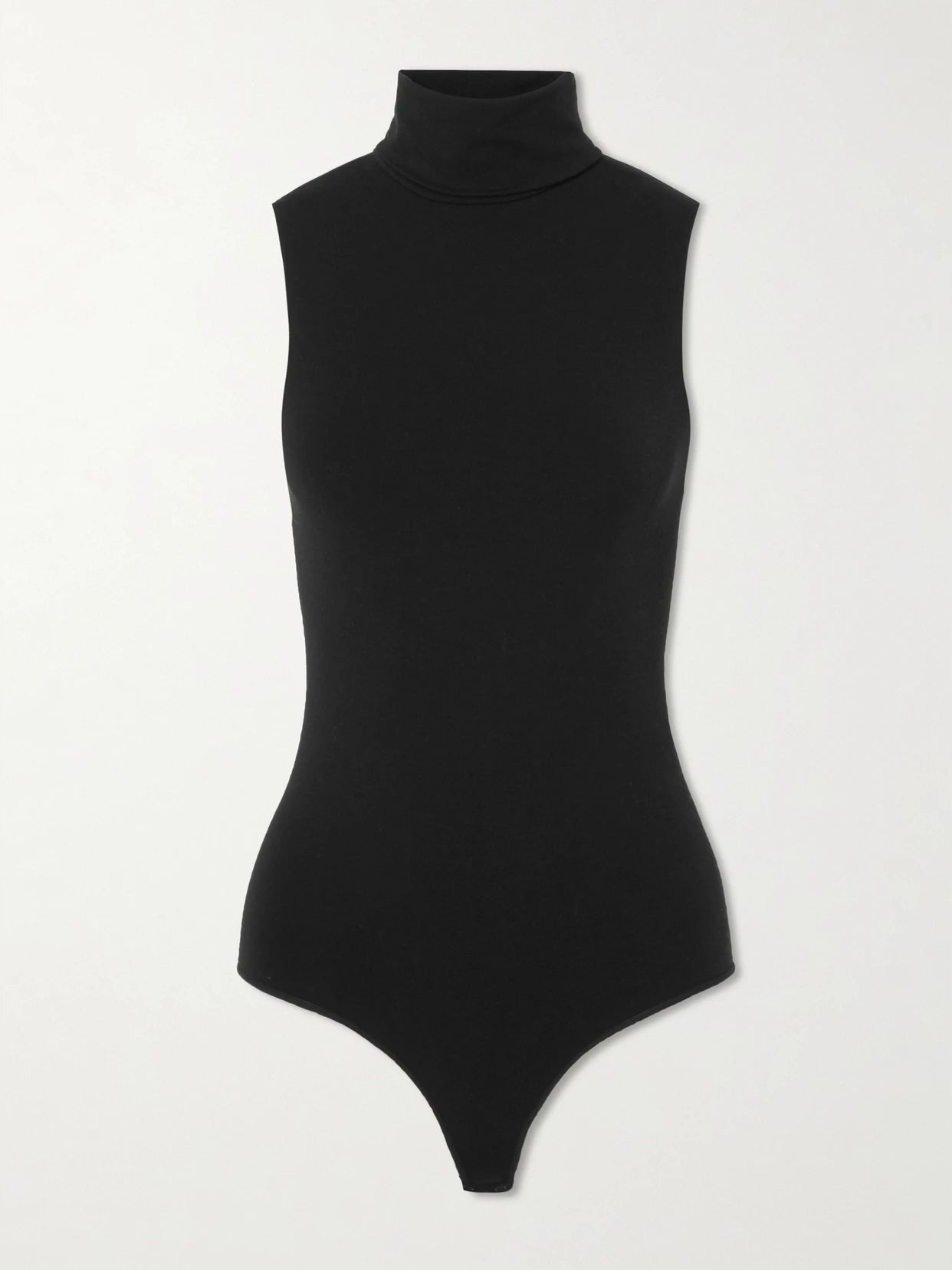 Image of Lingerie. Product name - Stretch Modal-blend Turtleneck Thong Bodysuit in Black colour by brand - Wolford