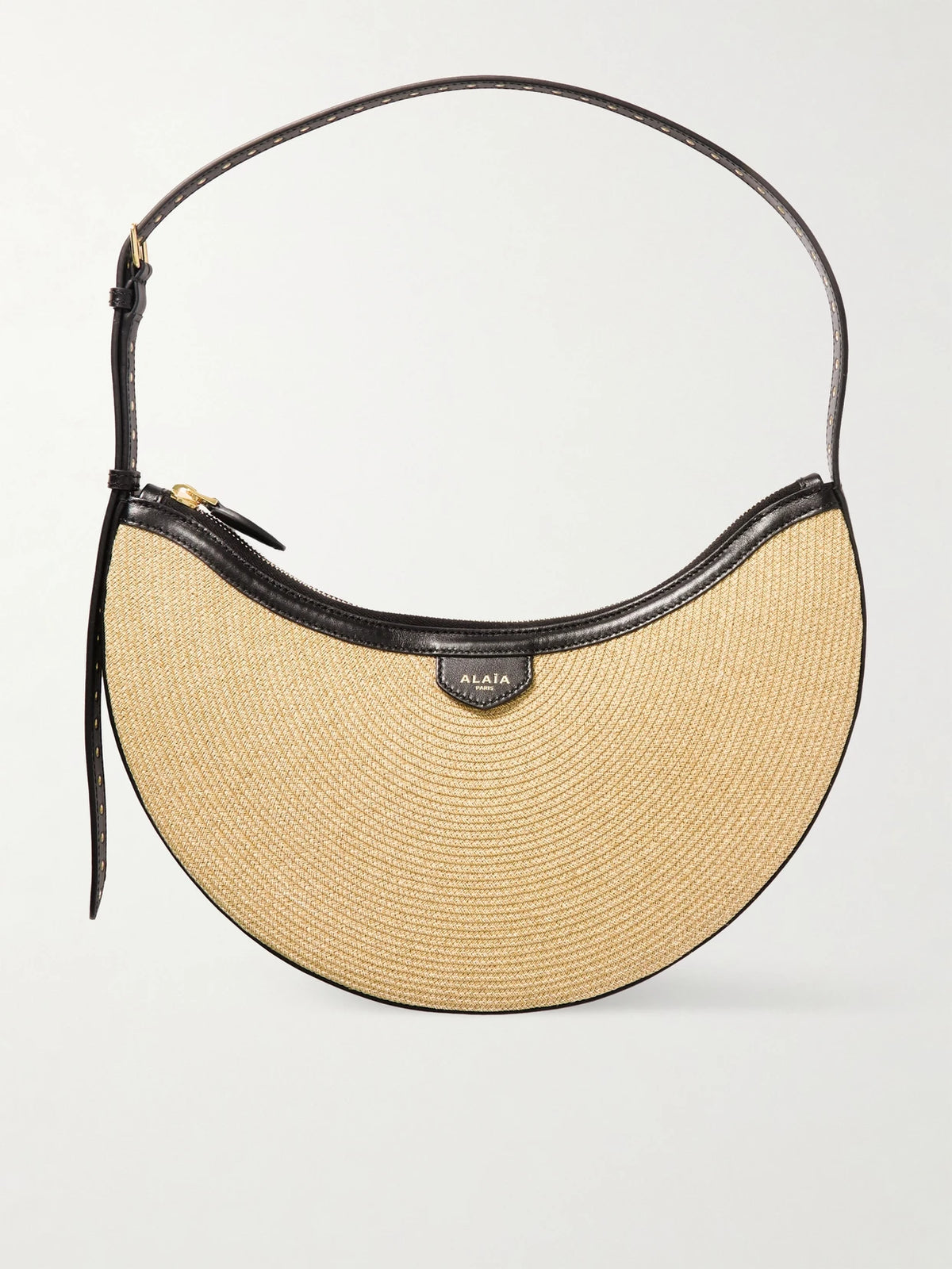 Demi Leather-trimmed Raffia Shoulder Bag