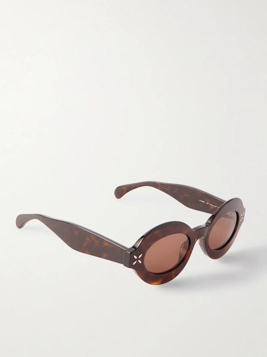 Petal Oval-frame Tortoiseshell Acetate Sunglasses