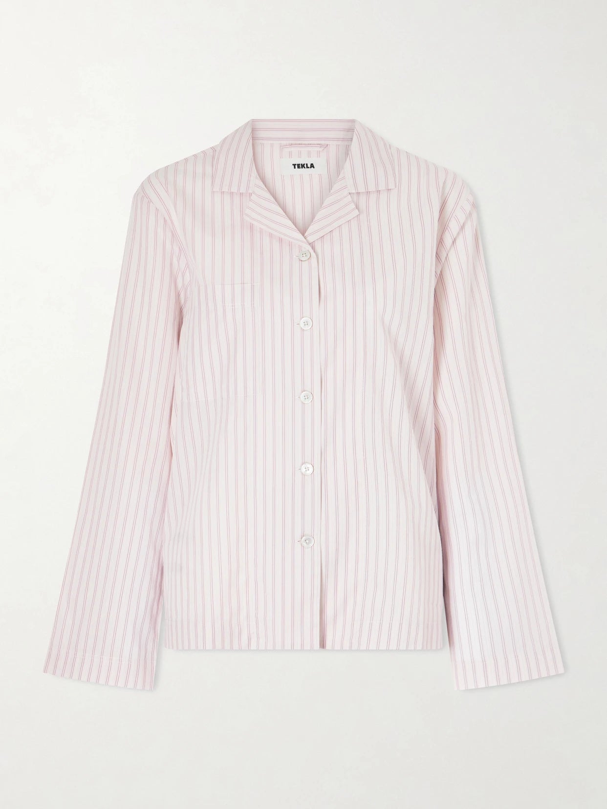 Image of Lingerie. Product name - Striped Organic Cotton Shirt in Baby pink colour by brand - TEKLA