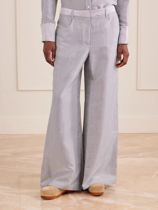 Dylan Striped Cotton-blend Gabardine Wide-leg Pants