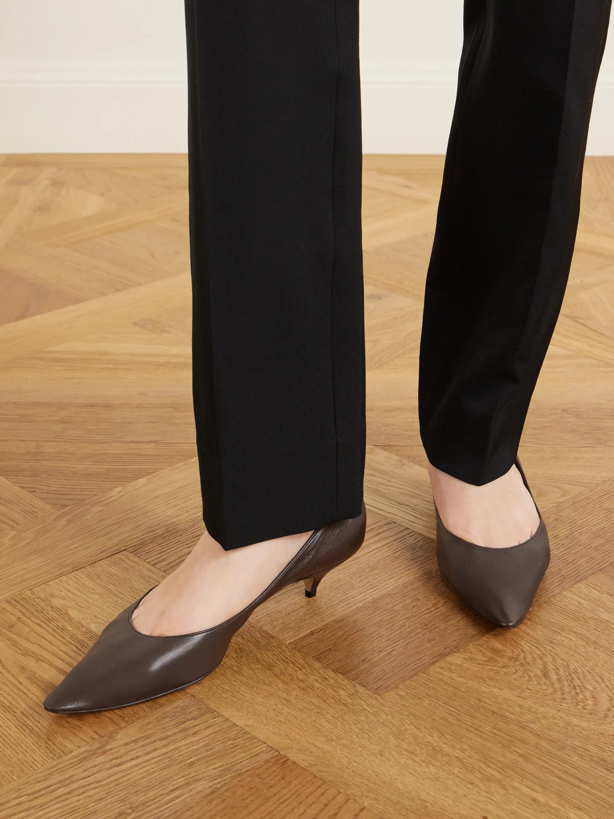 The Row Liisa Kitten Three Leather Pumps