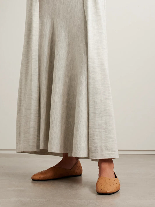 Jane Ostrich Leather Flats