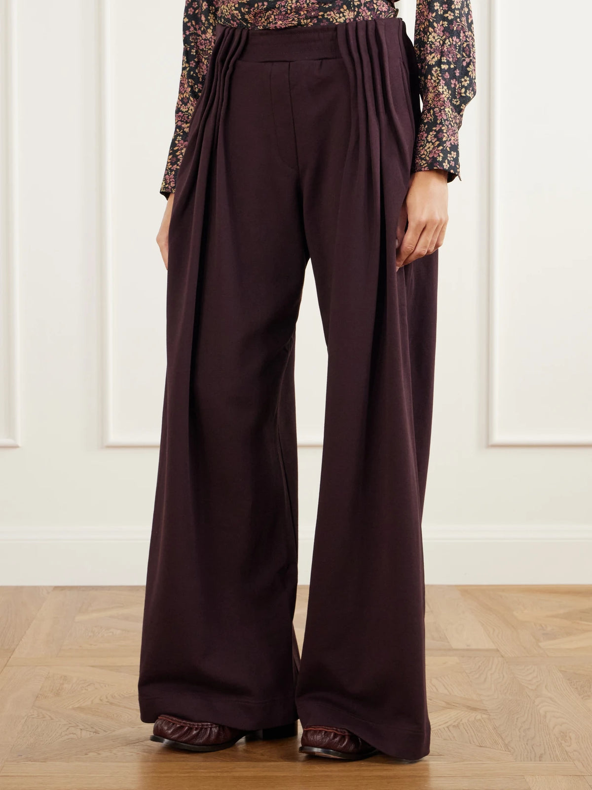 Dries Van Noten Pleated Cotton-jersey Wide-leg Pants