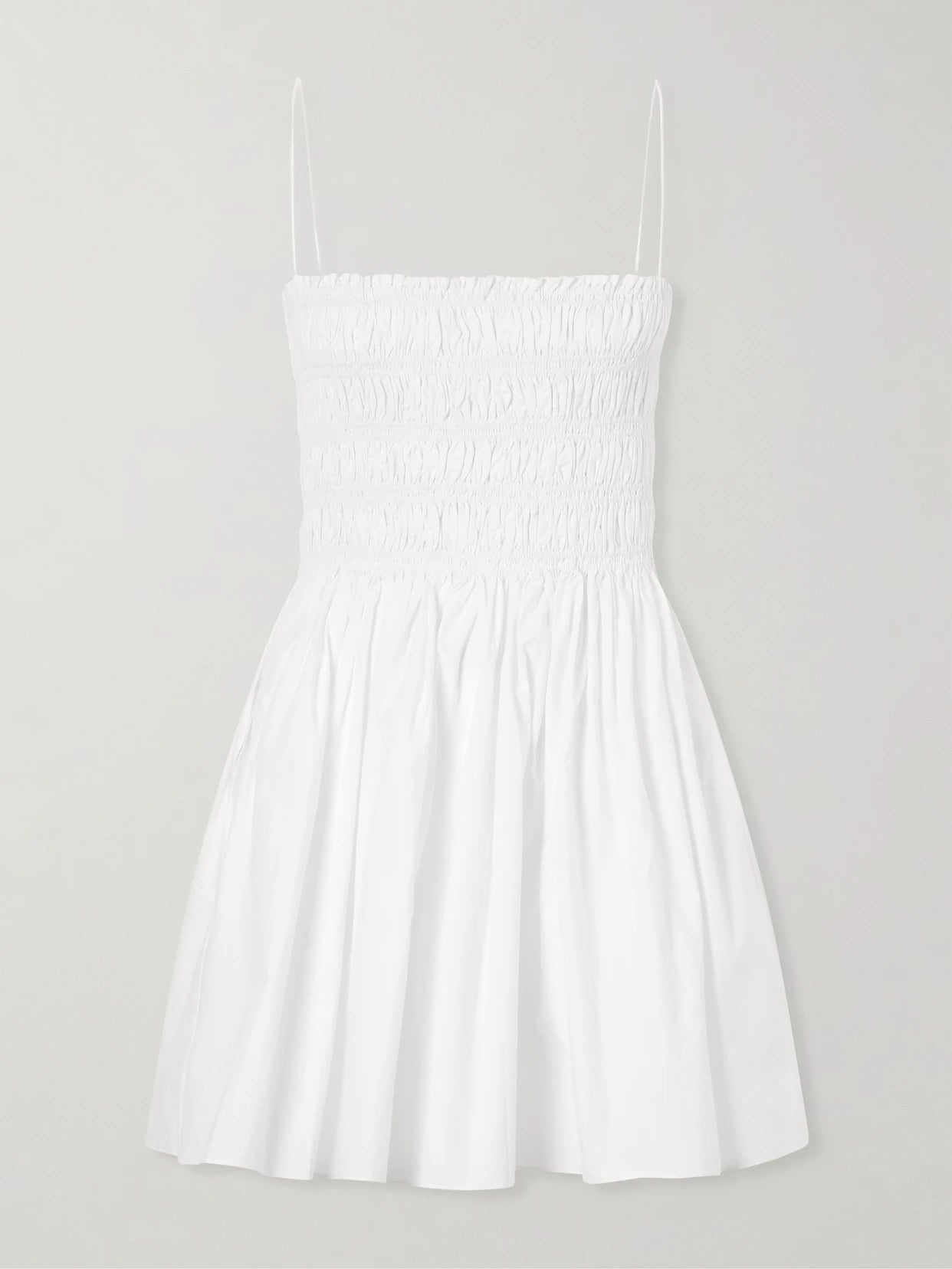 Shirred Cotton Mini Dress