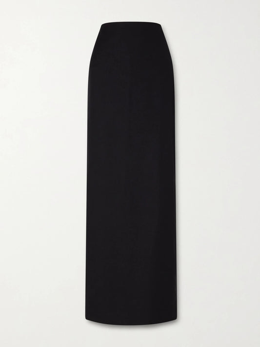 Image of a model wearing Skirts. Product name - Bartelle Wool Maxi Skirt in Black colour by brand - The Row