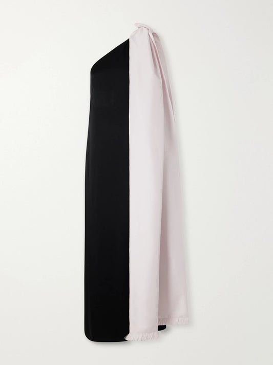 BERNADETTE Ross Two-tone One-shoulder Satin Gown