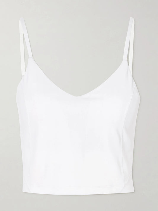 Image of a model wearing Tops. Product name - Align Cropped Nulu Tank, C-d in White colour by brand - lululemon